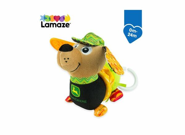 PLYŠOVÝ PES JOHN DEERE LAMAZE NA ZÁVĚSNÝ KLIP