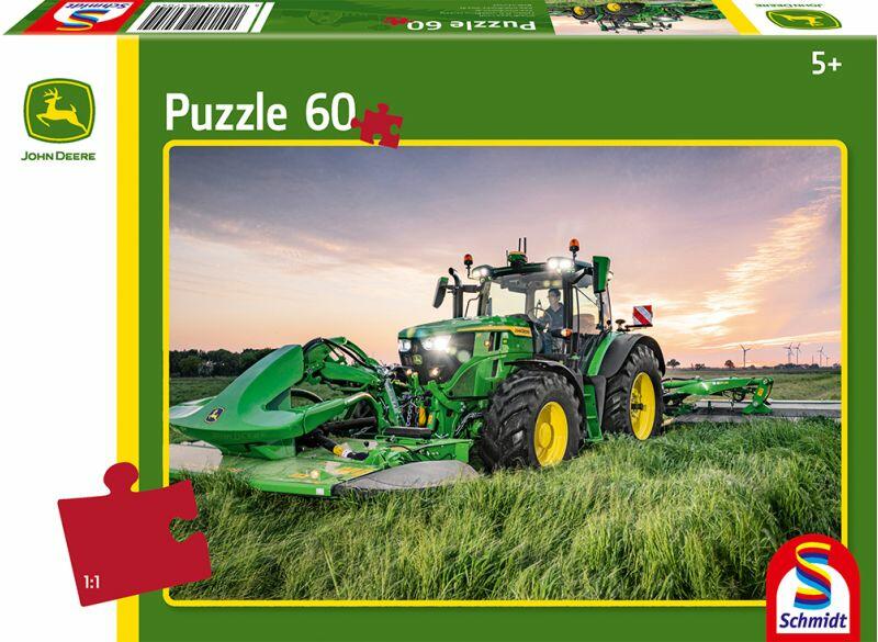 Puzzle John Deere traktor 6R 185, 60 dílků - pohled zepředu