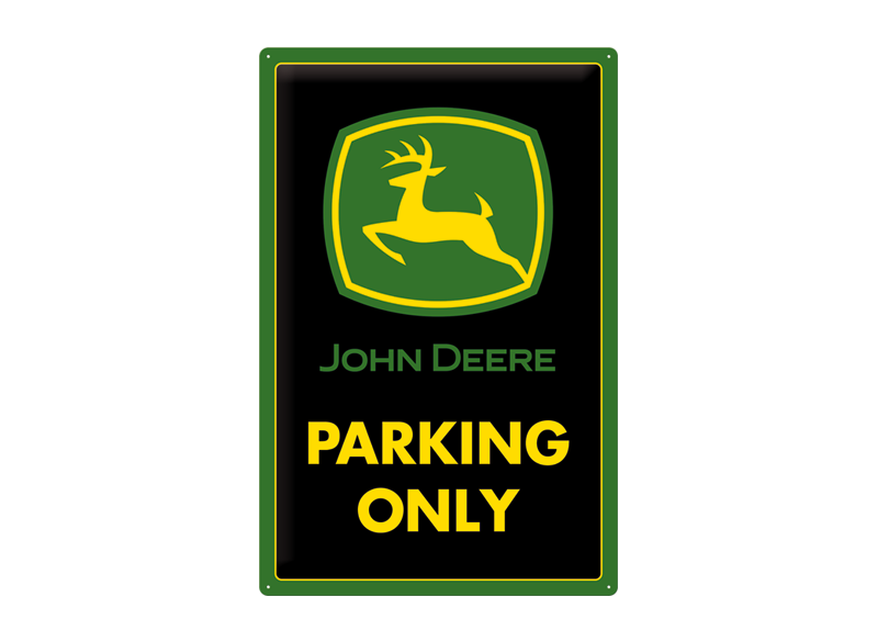 Plechová cedule John Deere Parking Only, 40x60cm - pohled zepředu