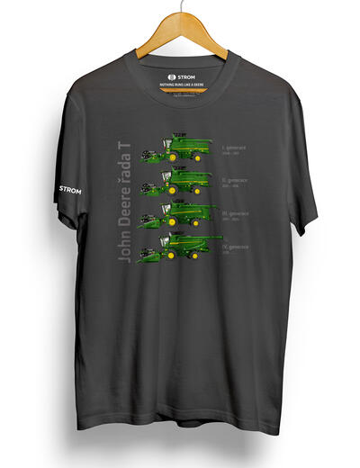 PÁNSKÉ TRIČKO JOHN DEERE KOMBAJN GENERACE T, ŠEDÉ