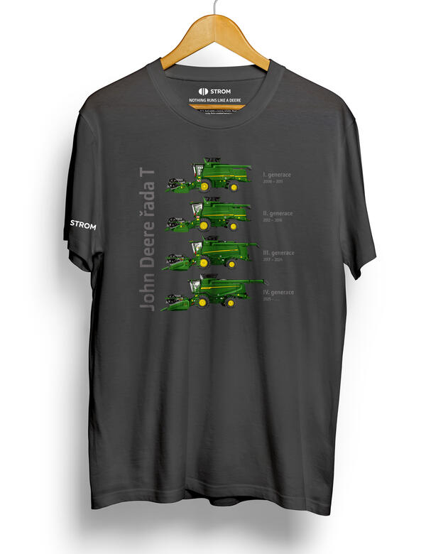 PÁNSKÉ TRIČKO JOHN DEERE KOMBAJN GENERACE T, ŠEDÉ