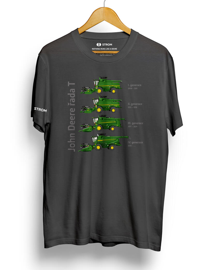 PÁNSKÉ TRIČKO JOHN DEERE KOMBAJN GENERACE T, ŠEDÉ