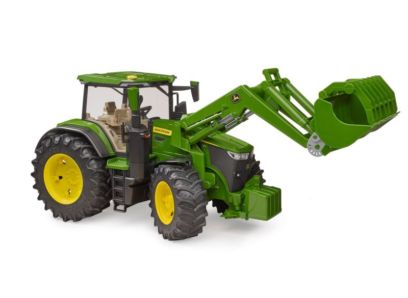 Model John Deere traktor 7R s čelním nakladačem - pohled zprava