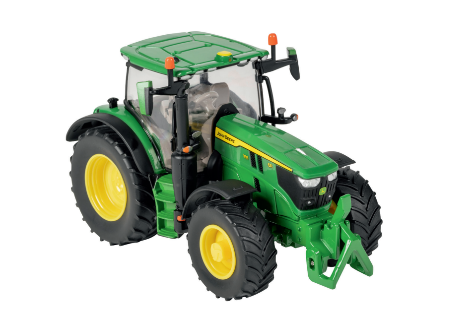 Model traktor John Deere 6R 185 1:32 - pohled z boku zepředu