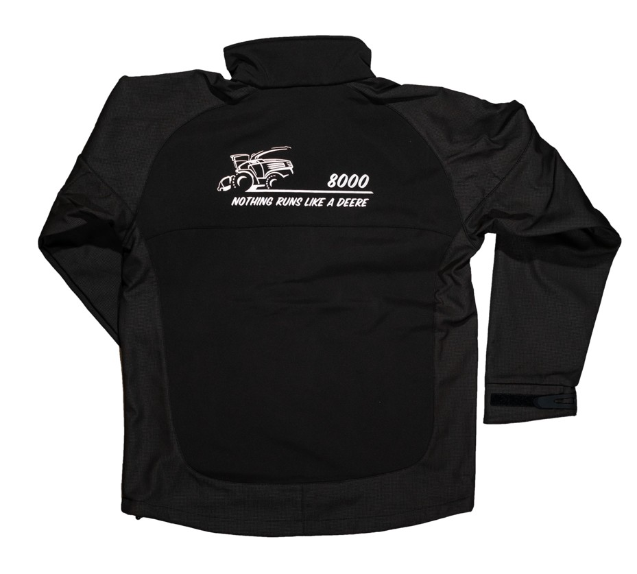 Pánská bunda John Deere 8000 softshellová, černá - pohled zezadu