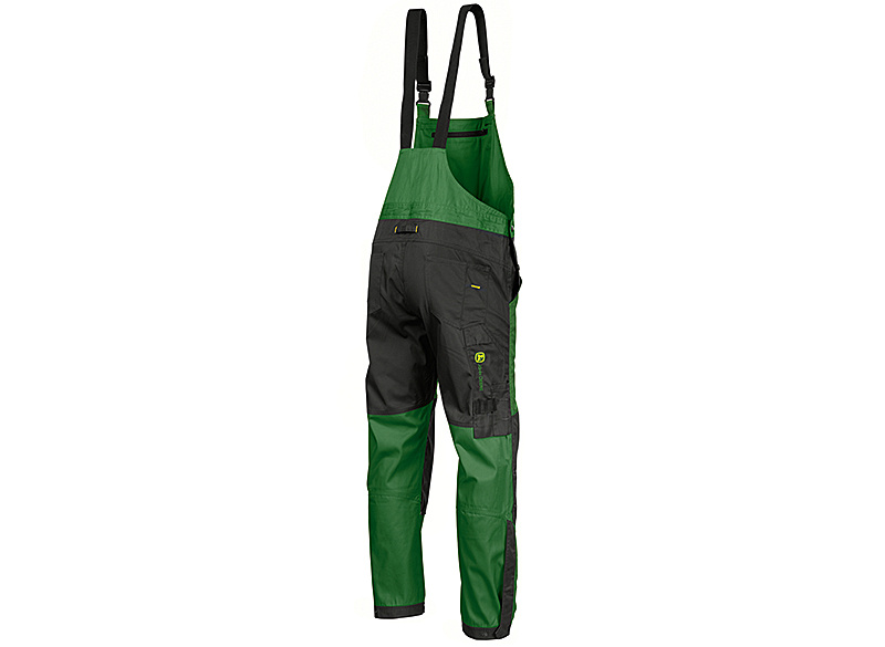 Pracovní lacláče John Deere, zelené - pohled zezadu