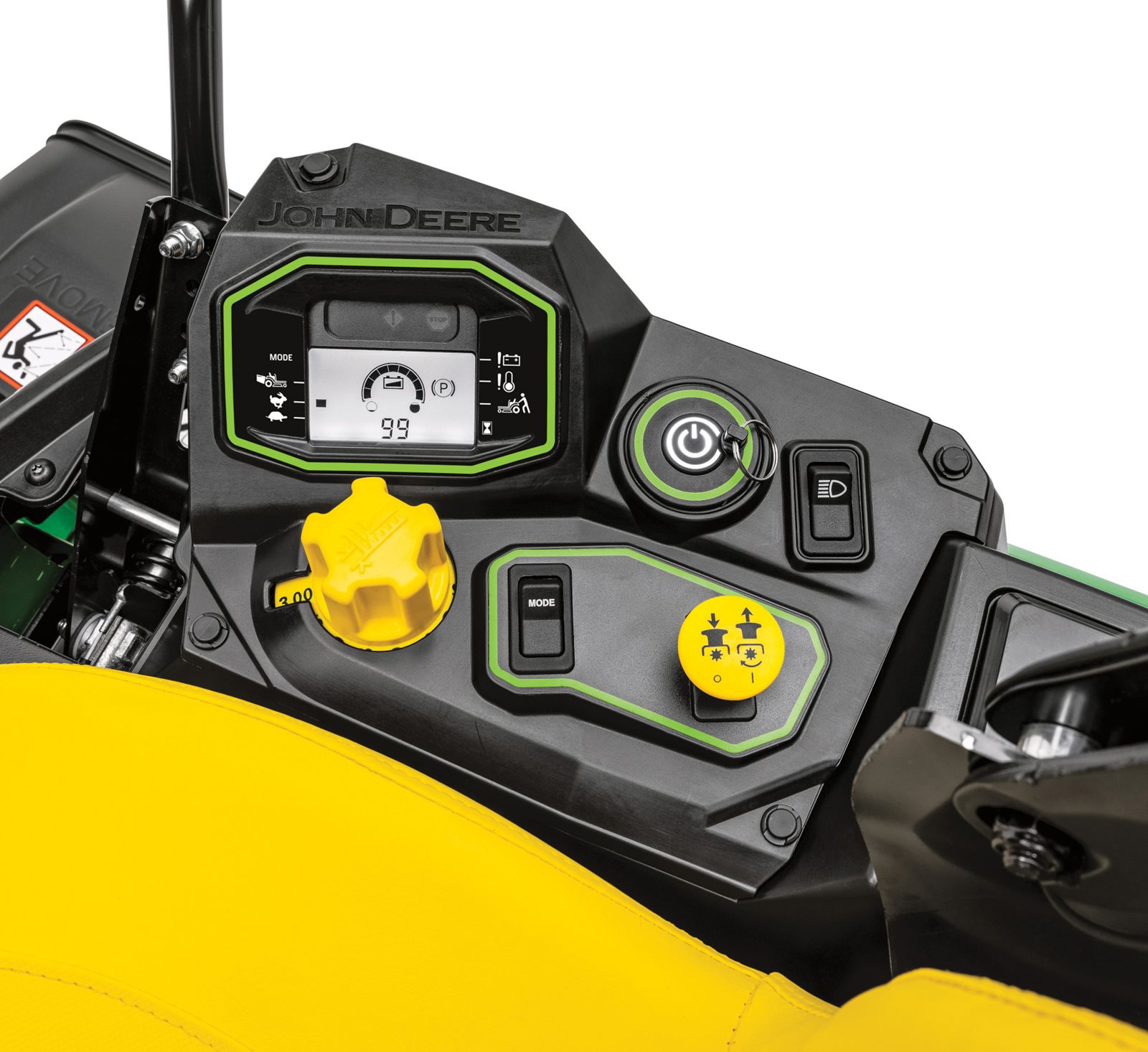Elektrický žací stroj John Deere Z370R ZTRAK, přehlednéovládání