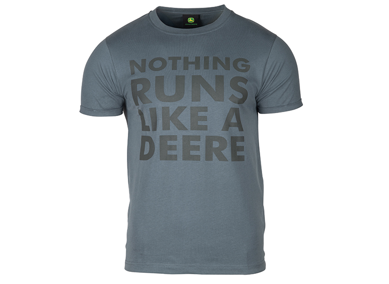 PÁNSKÉ TRIČKO JOHN DEERE S NÁPISEM NOTHING RUNS LIKE A DEERE, ŠEDÉ